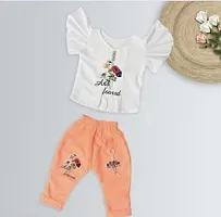 Ayasha Fashion Casual Cotton Blend Floral Print Top and Pant Set for Girls-thumb1