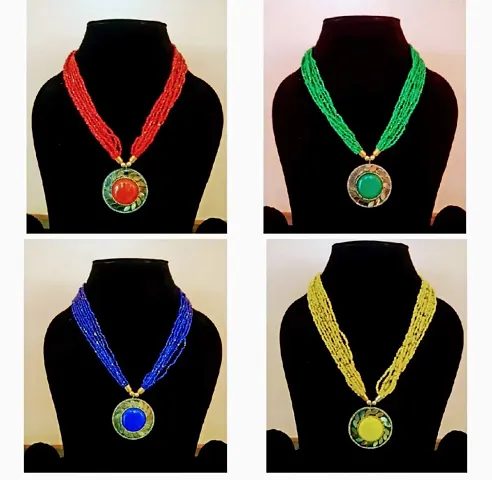 4 pcs. combo set of seed beads necklaces for women and girls