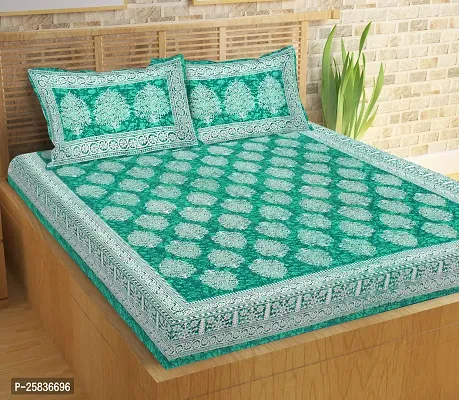 Lali Prints Jaipuri Blue Ethnic Motifs Cotton 130 TC Double Bedsheet  2 Pillow Covers-thumb0