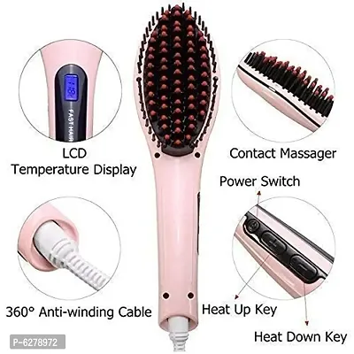 Hair Electric Comb Brush 3 in 1 Ceramic Fast Hair Straightener For Womens Hair Straightening Brush with LCD Screen, Temperature C-thumb0