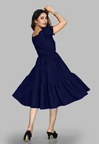 Elegant Navy Blue Rayon Solid Kurta For Women-thumb1