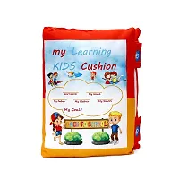 Baby Learning Cushion Soft Pillow Cum Book with English and Hindi Alphabet, Color Name, Shape, Days, Week and Year, Body Parts Learning Cushion Book, Learning Experience for Kids-thumb1