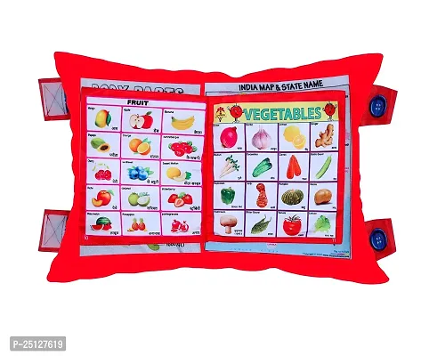 Kids Learning Cushion Pillow Cum Book with English and Hindi Alphabet, Numbers, Animal Names | Velvet Cushion Book for Interactive Learning For Children (Multicolor)