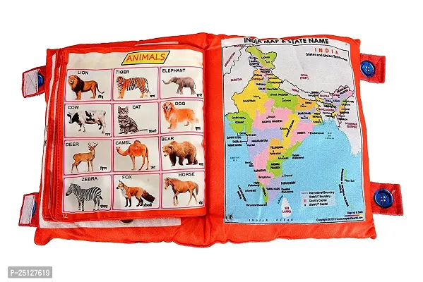 Kids Learning Cushion Pillow Cum Book with English and Hindi Alphabet, Numbers, Animal Names | Velvet Cushion Book for Interactive Learning For Children (Multicolor)-thumb5