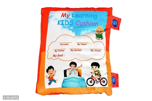 Children Educational Learning Cotton Pillow Book Ideal for Kids Learning English, Hindi, Alphabets, Numbers, Animals, Fruits and Vegetables-thumb0