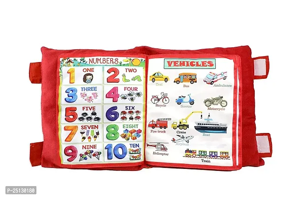 Children Educational Learning Cotton Pillow Book Ideal for Kids Learning English, Hindi, Alphabets, Numbers, Animals, Fruits and Vegetables-thumb0