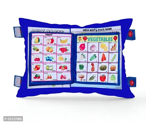 Kids Learning Cushion Pillow Cum Book with English and Hindi Alphabet, Numbers, Animal Names | Velvet Cushion Book for Interactive Learning for Children-thumb3