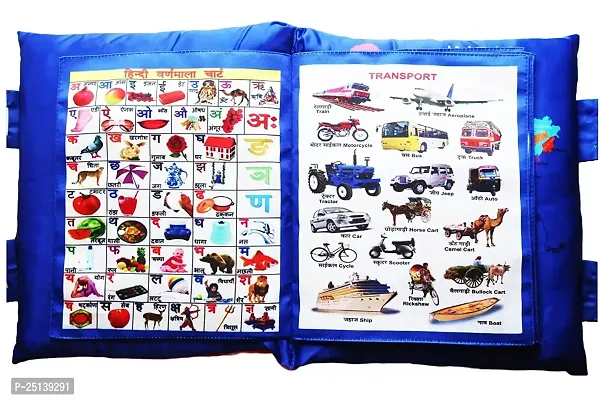 Kid's Learning Cushion Pillow Cum Book with English and Hindi Alphabets, Numbers, Animals Names | Velvet Cushion Book for Interactive Learning for Kids-thumb3
