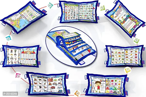 Kid's Learning Cushion Pillow Cum Book with English and Hindi Alphabets, Numbers, Animals Names | Velvet Cushion Book for Interactive Learning for Kids-thumb2