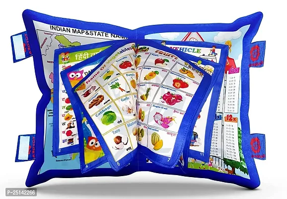 Kid's Learning Cushion Pillow Cum Book with English and Hindi Alphabets, Numbers, Animals Names | Velvet Cushion Book for Interactive Learning for Kids-thumb4