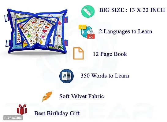 Velvet 14 Side Learning Pillow Book for Kids, Sitting Washable Kids Sleeping Pillow with Numeric, Alphabet, Vehicle Fruits, Indian State Educational with Fun Purpose-thumb4