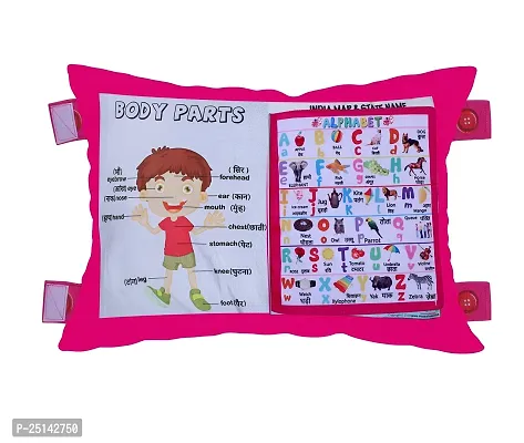 NEW Baby Learning Cushion Soft Pillow Cum Book with English and Hindi Alphabet, Color Name, Shape, Days, Week and Year, Body Parts Learning Cushion Book, Learning Experience for Kids (Multicolour)-thumb5