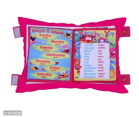 NEW Baby Learning Cushion Soft Pillow Cum Book with English and Hindi Alphabet, Color Name, Shape, Days, Week and Year, Body Parts Learning Cushion Book, Learning Experience for Kids (Multicolour)-thumb3