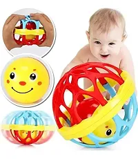 Kid's Soft Plastic Rubber Body Rolling Hand Bell Ball Baby Rattles Toy (Multicolour)-thumb2