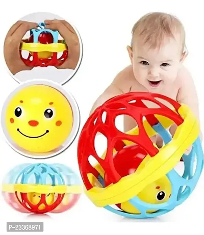 Kid's Soft Plastic Rubber Body Rolling Hand Bell Ball Baby Rattles Toy (Multicolour)-thumb3