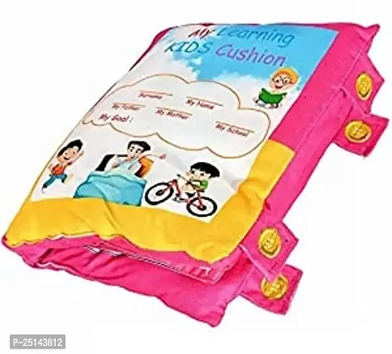 Educational Pillow For Kid's Education Toys For Kids Learning Cushion Pillow Cum Book with English and Hindi Alphabets, Numbers, Animals Names | Cushion Book for Interactive Learning for Kids.-thumb0