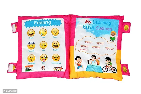 Educational Pillow For Kid's Education Toys For Kids Learning Cushion Pillow Cum Book with English and Hindi Alphabets, Numbers, Animals Names | Cushion Book for Interactive Learning for Kids.-thumb3