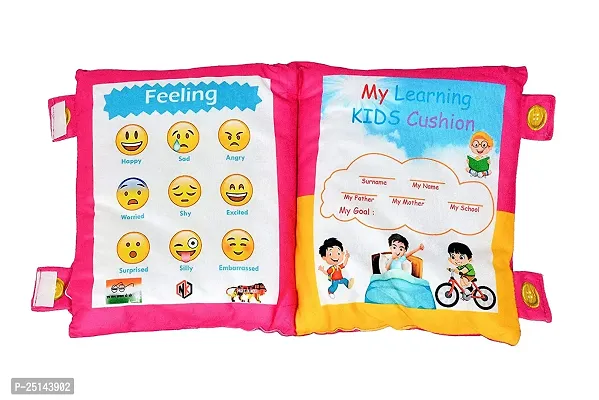 NEW Baby Learning Cushion Soft Pillow Cum Book with English and Hindi Alphabet, Color Name, Shape, Days, Week and Year, Body Parts Learning Cushion Book, Learning Experience for Kids (Multicolour)-thumb2