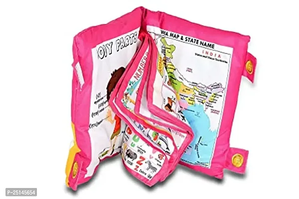 NEW Baby Learning Cushion Soft Pillow Cum Book with English and Hindi Alphabet, Color Name, Shape, Days, Week and Year, Body Parts Learning Cushion Book, Learning Experience for Kids (Multicolour)-thumb0