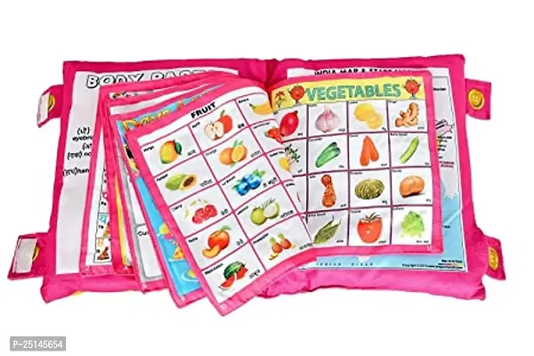 NEW Baby Learning Cushion Soft Pillow Cum Book with English and Hindi Alphabet, Color Name, Shape, Days, Week and Year, Body Parts Learning Cushion Book, Learning Experience for Kids (Multicolour)-thumb2