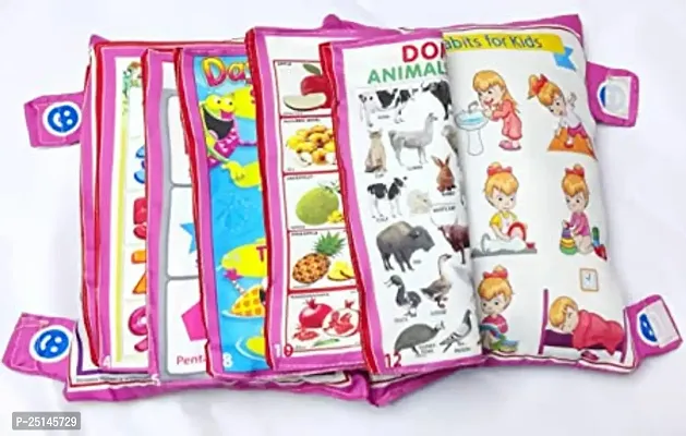 Kids Learning Cushion Pillow Cum Book with English and Hindi Alphabet, Numbers, Animal Names | Velvet Cushion Book for Interactive Learning for Children-thumb3