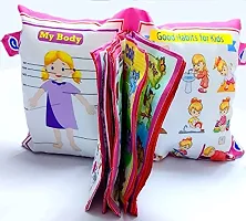 Kids Learning Cushion Pillow Cum Book with English and Hindi Alphabet, Numbers, Animal Names | Velvet Cushion Book for Interactive Learning for Children-thumb1