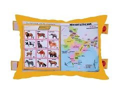 Kid's Learning Cushion Pillow Cum Book with English and Hindi Alphabets, Numbers, Animals Names | Velvet Cushion Book for Interactive Learning for Kids-thumb1