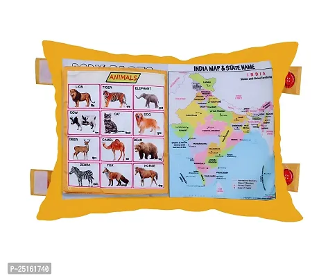 Kid's Learning Cushion Pillow Cum Book with English and Hindi Alphabets, Numbers, Animals Names | Velvet Cushion Book for Interactive Learning for Kids-thumb2