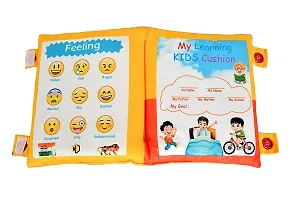 Velvet 14 Side Learning Pillow Book for Kids, Sitting Washable Kids Sleeping Pillow with Numeric, Alphabet, Vehicle Fruits, Indian State Educational with Fun Purpose-thumb1