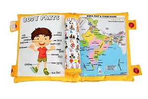 Kid's Learning Cushion Pillow Cum Book with English and Hindi Alphabets, Numbers, Animals Names | Velvet Cushion Book for Interactive Learning for Kids-thumb1