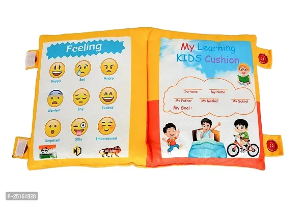 Kid's Learning Cushion Pillow Cum Book with English and Hindi Alphabets, Numbers, Animals Names | Velvet Cushion Book for Interactive Learning for Kids-thumb3