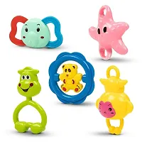 TOPQORE Colorful Attractive Plastic Non Toxic Rattle Toys Set of 6 Shake  Grab Rattle Toys for New Born Baby (Pack of 5 Pcs, Multicolor)-thumb3