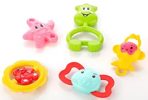 Baby Rattle Toy Set For Toddler Kids  Babies - 6 Piece Attractive Design, Cute, Colorful Rattles Toy Set For New Born - Shake hands and follow the rhythm toys - Multicolor, Ages 3+ Months.-thumb2