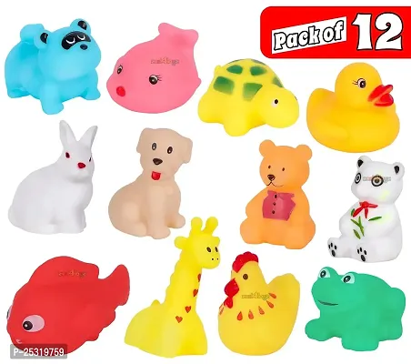 12 pcs animal soft and cute bath chu chu toy for little kids Bath Toy Water tubt toy perfect gift for kids