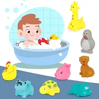 12 Pcs New Born Baby Chu Chu Bath Toys With BPA Free Non-Toxic Bath Toy Bath Aquatic Animals Chu Chu Toys for Newborn Babies, Kids, Assorted (1 set of 12 animals, Multi color)-thumb3