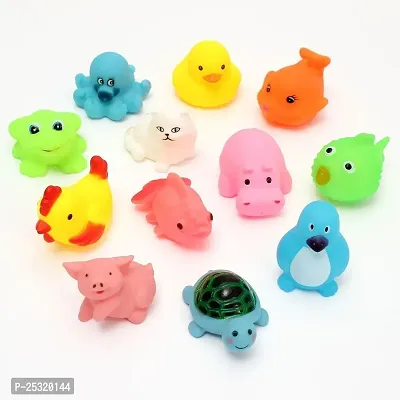 12 Pcs New Born Baby Chu Chu Bath Toys With BPA Free Non-Toxic Bath Toy Bath Aquatic Animals Chu Chu Toys for Newborn Babies, Kids, Assorted (1 set of 12 animals, Multi color)-thumb5