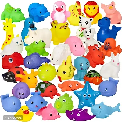 Plastic Bath Toy Set of 12 Pcs Chu Chu Colorful Animal Shape Toy for New Born Babies, Fun Bathtime Buddies for Toddlers (Pack of 12, Multicolor)