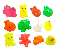 Plastic Bath Toy Set of 12 Pcs Chu Chu Colorful Animal Shape Toy for New Born Babies, Fun Bathtime Buddies for Toddlers (Pack of 12, Multicolor)-thumb2