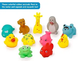 Plastic Bath Toy Set of 12 Pcs Chu Chu Colorful Animal Shape Toy for New Born Babies, Fun Bathtime Buddies for Toddlers (Pack of 12, Multicolor)-thumb1