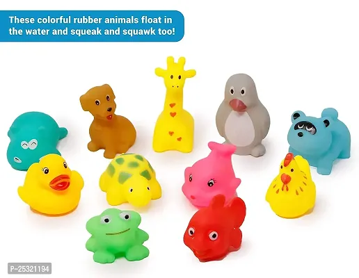 Plastic Bath Toy Set of 12 Pcs Chu Chu Colorful Animal Shape Toy for New Born Babies, Fun Bathtime Buddies for Toddlers (Pack of 12, Multicolor)-thumb2