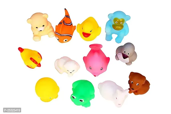 12 pcs animal soft and cute bath chu chu toy for little kids Bath Toy Water tubt toy perfect gift for kids-thumb0