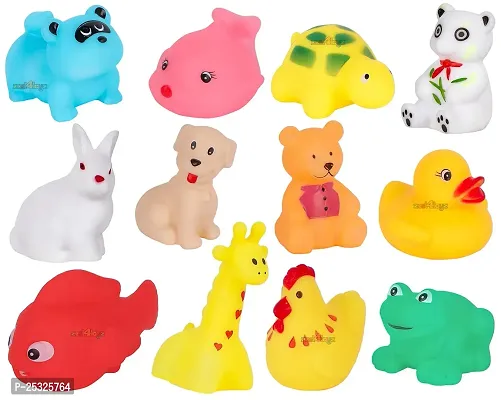 12 Pcs Bath Toys Mix Cute Animals Chu Chu Toys for Baby, Bath Tub Toys, Rubber Floating Toys, Squeeze Sound Toys, Swimming Water Toy for Kids, Non-Toxic Soft Rubber Toys, BPA-thumb5