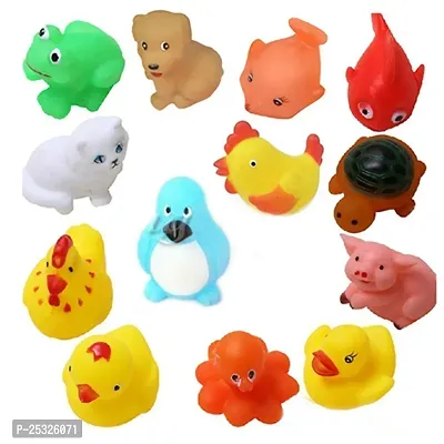 12 pcs animal soft and cute bath chu chu toy for little kids Bath Toy (Multicolor)-thumb2