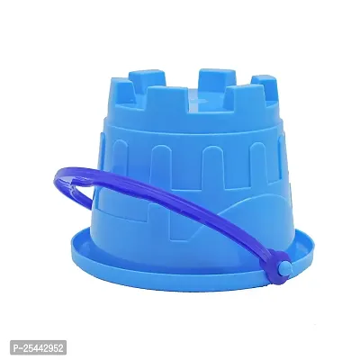 Beach Toy Set For Kids 8 Pcs With Castle Shaped Bucket Shovels Water Sprinkler And Moulds Made In India Perfect Beach Toy For Kids, Multi color-thumb0