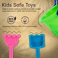 Beach Toy Set For Kids 8 Pcs With Castle Shaped Bucket Shovels Water Sprinkler And Moulds Made In India Perfect Beach Toy For Kids, Multi color-thumb4