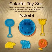 Beach Toy Set For Kids 8 Pcs With Castle Shaped Bucket Shovels Water Sprinkler And Moulds Made In India Perfect Beach Toy For Kids, Multi color-thumb2