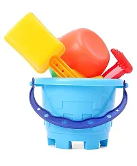 Beach Toy Set For Kids 8 Pcs With Castle Shaped Bucket Shovels Water Sprinkler And Moulds Made In India Perfect Beach Toy For Kids, Multi color-thumb2