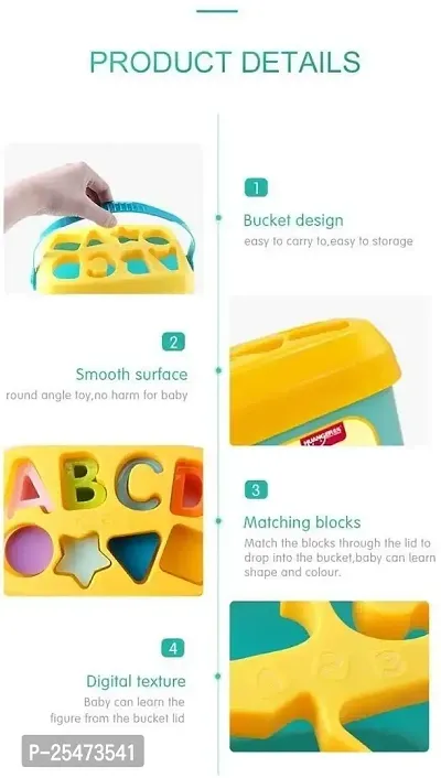 Baby Plastic First's Block Shapes and Sorter, 16 Blocks, ABCD Blocks with Other Shapes, Toys for 6 Months to 2 Years Old Kids for Boys and Girls Educational Toys-thumb3