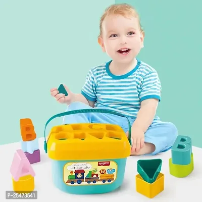 Baby Plastic First's Block Shapes and Sorter, 16 Blocks, ABCD Blocks with Other Shapes, Toys for 6 Months to 2 Years Old Kids for Boys and Girls Educational Toys-thumb5