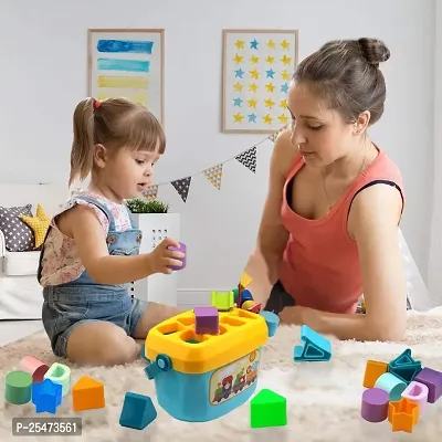 Baby Plastic First's Block Shapes and Sorter, 16 Blocks, ABCD Blocks with Other Shapes, Toys for 6 Months to 2 Years Old Kids for Boys and Girls Educational Toys-thumb0